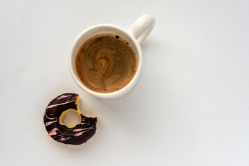 colored glazed donuts on white background