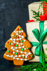 gingerbread christmas sweet festive pastries new year food background top view copy space for text organic healthy eating