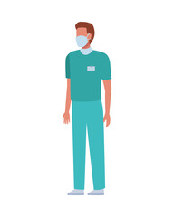 surgeon doctor wearing medical mask character