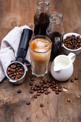 Cold brew coffee with ice and milk