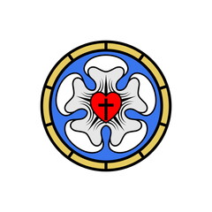 Rose Luther. Illustration of theology and confession of faith in the atoning sacrifice of the Lord and Savior Jesus Christ.