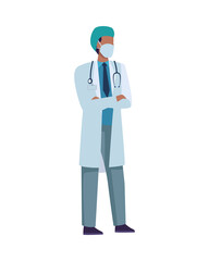 Fototapeta premium young male doctor wearing medical mask character