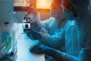 Medical science laboratory. Concept of bacteria research against covid-19 coronavirus