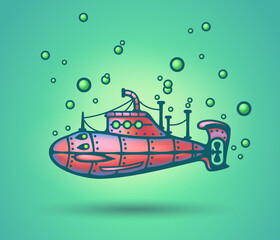 Submarine abstract, stylization, vector