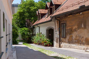 narrow street in the old town Ljubljana