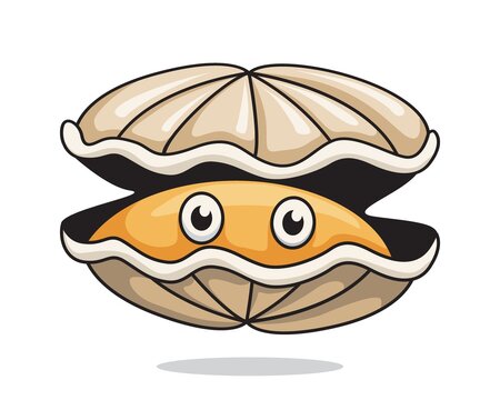 Oyster Cartoon Cute Clam Illustration Shellfish