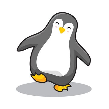 Penguin Cartoon Walking Cute Animals Illustration