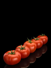 diagonal number and five ripe tomato