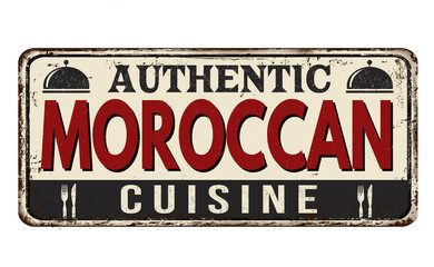 Authentic moroccan cuisine vintage rusty metal sign