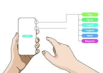 Illustration of hand gestures using smartphones.