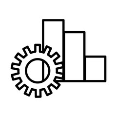 gear machine work with statistics bars line style icon