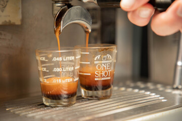 Double Shot of Espresso Fresh From the Machine