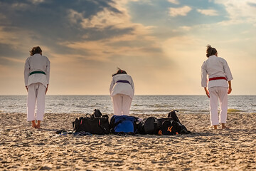 karate on the beach.