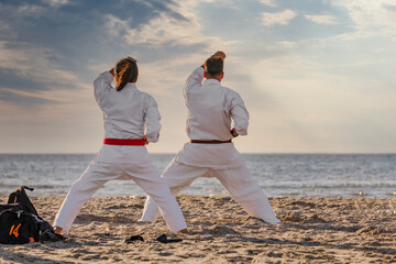Karate on the beach.