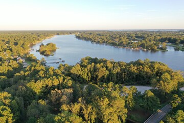 Beautiful Aerial Drone View Of Lake