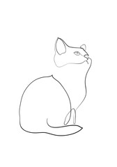 One line drawing of the cat in modern minimalistic style, line i