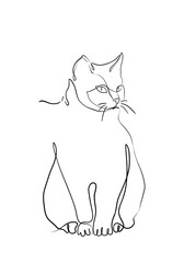One line drawing of the cat in modern minimalistic style, line i