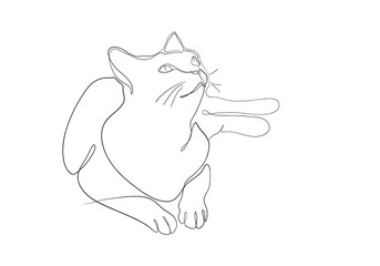 One line drawing of the cat in modern minimalistic style, line i