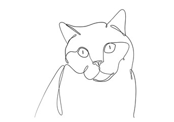 One line drawing of the cat in modern minimalistic style, line i