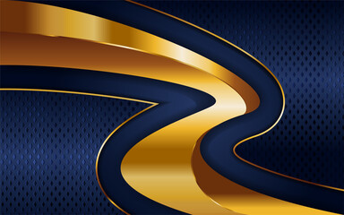 Creative luxury navy blue and golden lines background design.