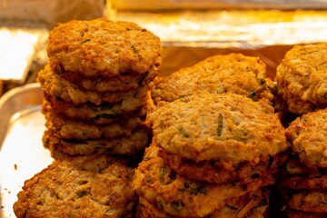 Selective focus shot of tasty Korean cookies