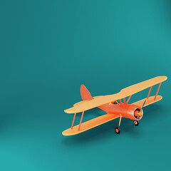 Biplane on dark green background