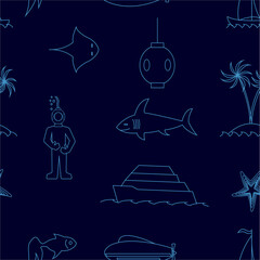 Seamless background. Underwater and surface world