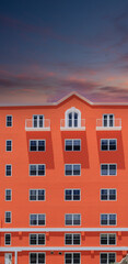 Orange Building on Dusk Sky