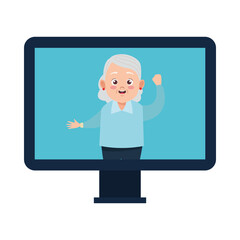 cute happy grandmother in desktop avatar character