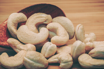 Close up Cashew nuts; Food Background