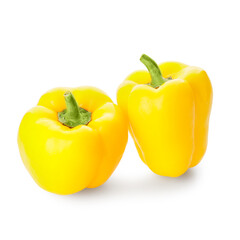 Yellow bell peppers on white background