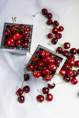 Cherry. macro photography Still life of Fresh organic washed berries 