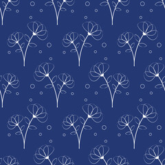 Illustration vector graphic Seamless Flower Pattern Outline Hand Drawn.Perfect  for  Print, Blanket, Background, Wallpaper, Backdrop, Wrapping Paper,etc 