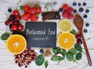 Foods high in bioflavonoids or flavonoids or vitamin P. Flavonoid rich food can help with heart...