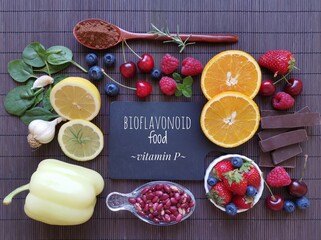 Foods high in bioflavonoids or flavonoids or vitamin P. Flavonoid rich food can help with heart...