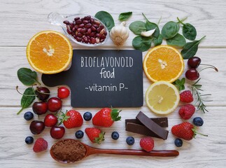 Foods high in bioflavonoids or flavonoids or vitamin P. Flavonoid rich food can help with heart...