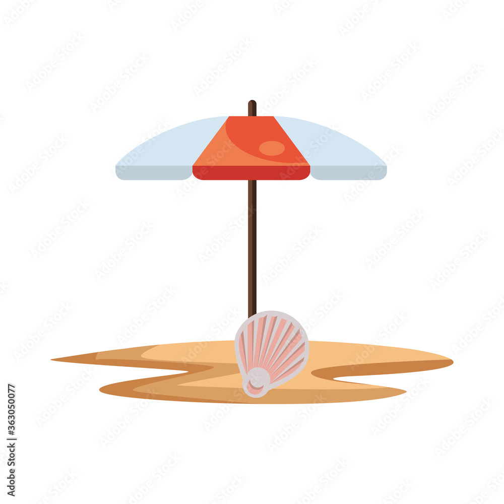 Wall mural umbrella beach with shell sea scene