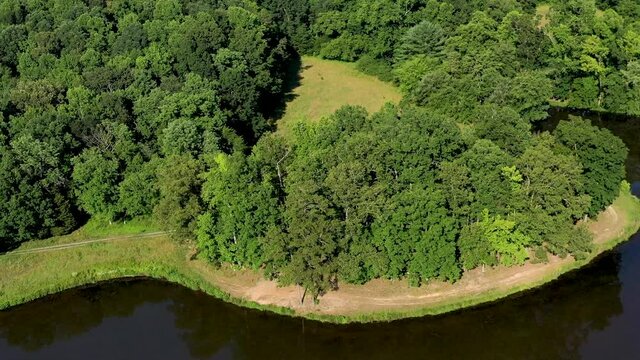 Drone footage over Dodson&rsquo;s Lake in Liberty, NC