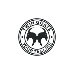 twin goat head vector logo design
