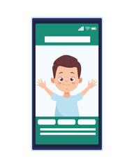 cute little boy in smartphone avatar character