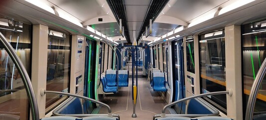 Interior of the new  Montreal Metro Train - obrazy, fototapety, plakaty