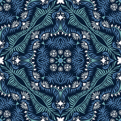 Bandana print. Women's shawl with floral pattern. Mediterranean wallpaper. Portuguese tile azulejo. Turkish ornament. Spanish porcelain. Ceramic dishes. 