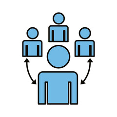 group of humans distance social line and fill style