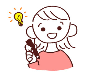 勉強する若い女性　ひらめき