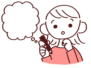 勉強する若い女性　吹き出し