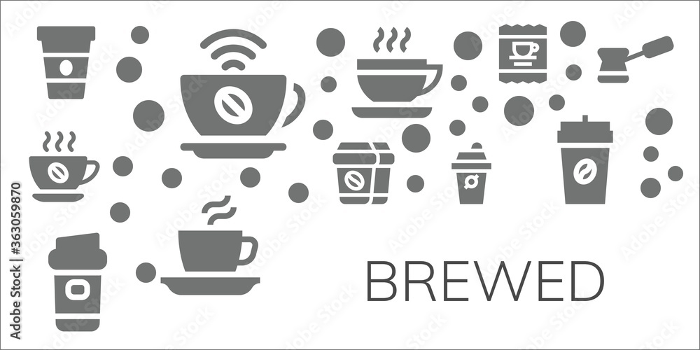 Poster Modern Simple Set of brewed Vector filled Icons