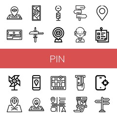 pin simple icons set