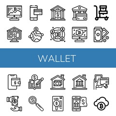 wallet simple icons set