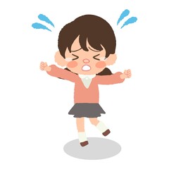 泣きわめく子供の全身イラスト、発達障害、イヤイヤ期、パニックなど。