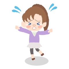 泣きわめく子供の全身イラスト、発達障害、イヤイヤ期、パニックなど。